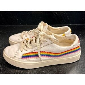 Soludos Rainbow Wave Sneaker Good Vibes Embroidered size 6‎ Leather